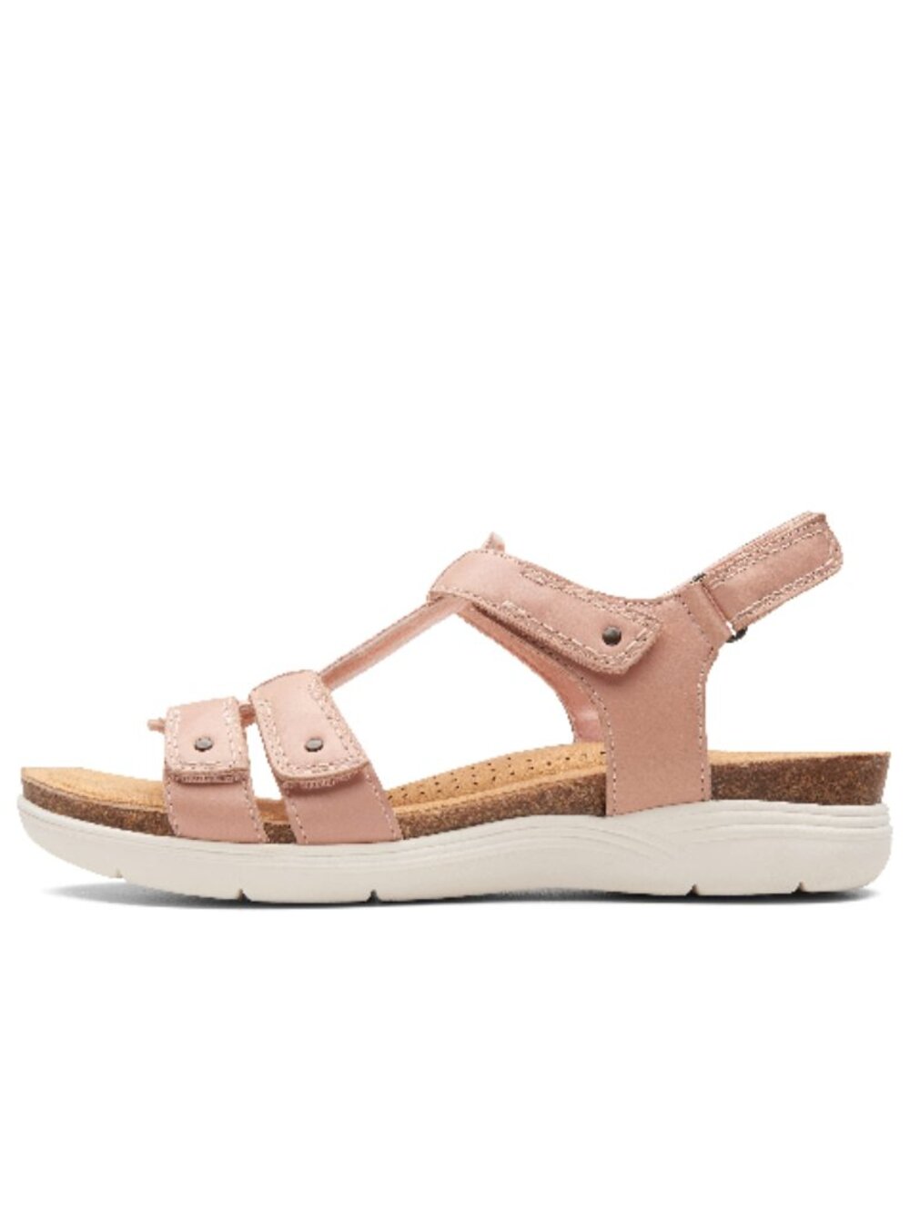 Clarks Women's April Cove Flat Sandal, Blush Leather.